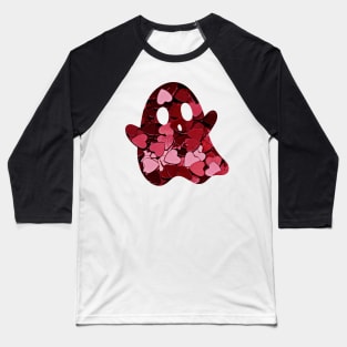 Valentines Red Hearts Ghost Baseball T-Shirt